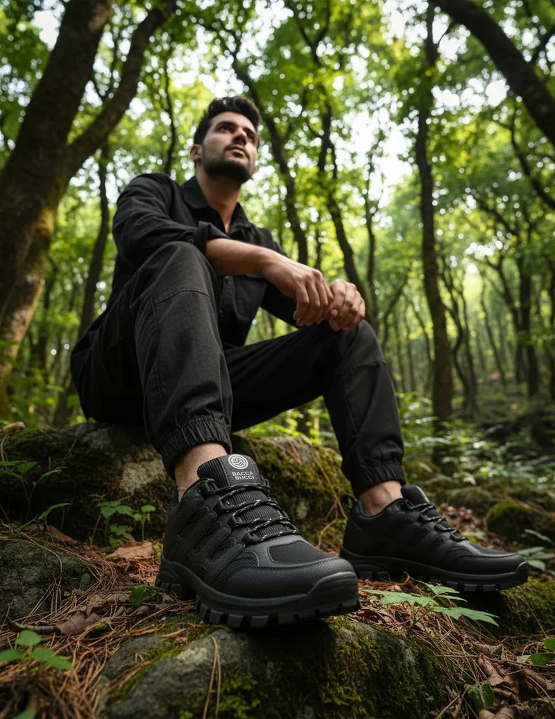 Bacca Bucci Onyx Black EverTrek Outdoor Hiking Boots-All-Terrain Grip for Men | Best Price UAE